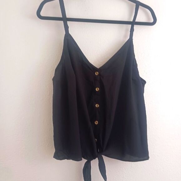 Torrid Challis Button Down Tie Front black Crop size 2X - Picture 1 of 6